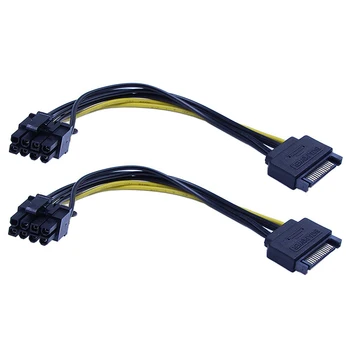 10 шт. Новый 15-контактный разъем SATA к 8-контактному (6 + 2) кабелю питания PCI-E 20 см Кабель SATA от 15-контактного до 8-контактного кабеля 18AWG Провод