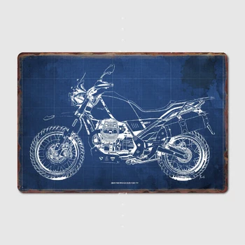 2019 Moto Guzzi V85 TT Blueprint Металлическая Вывеска Club Home Garage Club Создать Украшение Гаража Жестяная Вывеска Плакат