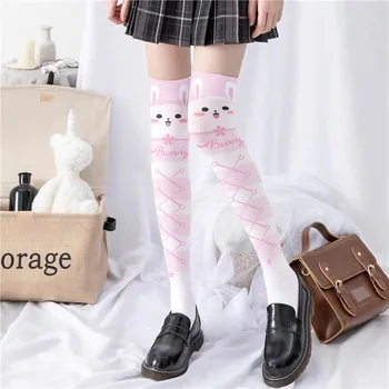 Женские носки с милым принтом, чулки в стиле лолиты, японские милые чулки в стиле Лолиты для девочек