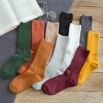 Осенние новые женские разноцветные носки в стиле харадзюку в стиле ретро высокого качества, модные повседневные носки из хлопка
