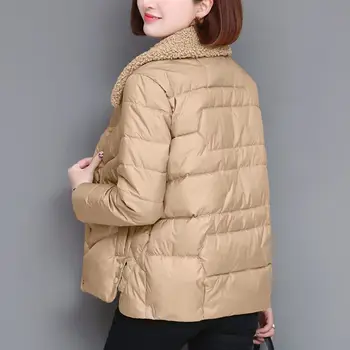 Хлопчатобумажная куртка для женщин, зимняя легкая хлопчатобумажная куртка из овечьей шерсти, вестернизированная, уменьшающая возраст, однотонная хлопчатобумажная куртка с длинным рукавом, женская